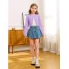Girls Long Sleeve Bolero Cardigan Sweater Kids Cute Button Knit Shrug Cropped Sweaters Tops(Purple)