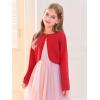 Girls Long Sleeve Bolero Cardigan Sweater Kids Cute Button Knit Shrug Cropped Sweaters Tops(Red)