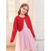 Girls Long Sleeve Bolero Cardigan Sweater Kids Cute Button Knit Shrug Cropped Sweaters Tops(Red)