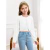 Girls Long Sleeve Bolero Cardigan Sweater Kids Cute Button Knit Shrug Cropped Sweaters Tops(White)