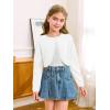 Girls Long Sleeve Bolero Cardigan Sweater Kids Cute Button Knit Shrug Cropped Sweaters Tops(White)