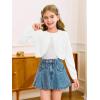Girls Long Sleeve Bolero Cardigan Sweater Kids Cute Button Knit Shrug Cropped Sweaters Tops(White)