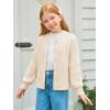Haloumoning Girls Cardigan Button Down Long Sleeve Chunky Knit Sweater Fall Cute Outerwear Coat 5-14Y(Apricot)