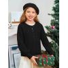 Haloumoning Girls Cardigan Button Down Long Sleeve Chunky Knit Sweater Fall Cute Outerwear Coat 5-14Y(Black)