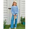 Haloumoning Girls Cardigan Button Down Long Sleeve Chunky Knit Sweater Fall Cute Outerwear Coat 5-14Y(Blue)