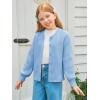 Haloumoning Girls Cardigan Button Down Long Sleeve Chunky Knit Sweater Fall Cute Outerwear Coat 5-14Y(Blue)