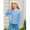 Haloumoning Girls Cardigan Button Down Long Sleeve Chunky Knit Sweater Fall Cute Outerwear Coat 5-14Y(Blue)