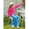Haloumoning Girls Cardigan Button Down Long Sleeve Chunky Knit Sweater Fall Cute Outerwear Coat 5-14Y(Hot Pink)
