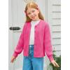 Haloumoning Girls Cardigan Button Down Long Sleeve Chunky Knit Sweater Fall Cute Outerwear Coat 5-14Y(Hot Pink)