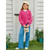 Haloumoning Girls Cardigan Button Down Long Sleeve Chunky Knit Sweater Fall Cute Outerwear Coat 5-14Y(Hot Pink)