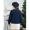 Haloumoning Girls Cardigan Button Down Long Sleeve Chunky Knit Sweater Fall Cute Outerwear Coat 5-14Y(Navy)
