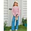 Haloumoning Girls Cardigan Button Down Long Sleeve Chunky Knit Sweater Fall Cute Outerwear Coat 5-14Y(Pink)