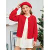 Haloumoning Girls Cardigan Button Down Long Sleeve Chunky Knit Sweater Fall Cute Outerwear Coat 5-14Y(Red)
