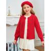 Haloumoning Girls Cardigan Button Down Long Sleeve Chunky Knit Sweater Fall Cute Outerwear Coat 5-14Y(Red)