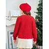 Haloumoning Girls Cardigan Button Down Long Sleeve Chunky Knit Sweater Fall Cute Outerwear Coat 5-14Y(Red)