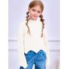 Haloumoning Girls Mock Neck Sweaters Kids Fall Fashion Long Batwing Sleeve Rib Knit Pullover Clothes 5-14 Years(Beige)