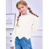 Haloumoning Girls Mock Neck Sweaters Kids Fall Fashion Long Batwing Sleeve Rib Knit Pullover Clothes 5-14 Years(Beige)