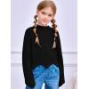 Haloumoning Girls Mock Neck Sweaters Kids Fall Fashion Long Batwing Sleeve Rib Knit Pullover Clothes 5-14 Years(Black)