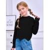Haloumoning Girls Mock Neck Sweaters Kids Fall Fashion Long Batwing Sleeve Rib Knit Pullover Clothes 5-14 Years(Black)