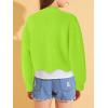 Haloumoning Girls Mock Neck Sweaters Kids Fall Fashion Long Batwing Sleeve Rib Knit Pullover Clothes 5-14 Years(Green)