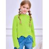 Haloumoning Girls Mock Neck Sweaters Kids Fall Fashion Long Batwing Sleeve Rib Knit Pullover Clothes 5-14 Years(Green)