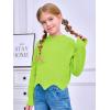 Haloumoning Girls Mock Neck Sweaters Kids Fall Fashion Long Batwing Sleeve Rib Knit Pullover Clothes 5-14 Years(Green)