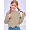 Haloumoning Girls Mock Neck Sweaters Kids Fall Fashion Long Batwing Sleeve Rib Knit Pullover Clothes 5-14 Years(Khaki)
