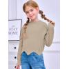 Haloumoning Girls Mock Neck Sweaters Kids Fall Fashion Long Batwing Sleeve Rib Knit Pullover Clothes 5-14 Years(Khaki)