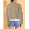 Haloumoning Girls Mock Neck Sweaters Kids Fall Fashion Long Batwing Sleeve Rib Knit Pullover Clothes 5-14 Years(Khaki)