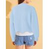 Haloumoning Girls Mock Neck Sweaters Kids Fall Fashion Long Batwing Sleeve Rib Knit Pullover Clothes 5-14 Years(Light Blue)