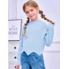 Haloumoning Girls Mock Neck Sweaters Kids Fall Fashion Long Batwing Sleeve Rib Knit Pullover Clothes 5-14 Years(Light Blue)
