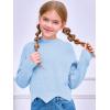 Haloumoning Girls Mock Neck Sweaters Kids Fall Fashion Long Batwing Sleeve Rib Knit Pullover Clothes 5-14 Years(Light Blue)