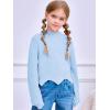 Haloumoning Girls Mock Neck Sweaters Kids Fall Fashion Long Batwing Sleeve Rib Knit Pullover Clothes 5-14 Years(Light Blue)