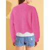 Haloumoning Girls Mock Neck Sweaters Kids Fall Fashion Long Batwing Sleeve Rib Knit Pullover Clothes 5-14 Years(Pink)