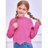 Haloumoning Girls Mock Neck Sweaters Kids Fall Fashion Long Batwing Sleeve Rib Knit Pullover Clothes 5-14 Years(Pink)