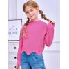 Haloumoning Girls Mock Neck Sweaters Kids Fall Fashion Long Batwing Sleeve Rib Knit Pullover Clothes 5-14 Years(Pink)