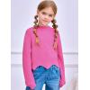 Haloumoning Girls Mock Neck Sweaters Kids Fall Fashion Long Batwing Sleeve Rib Knit Pullover Clothes 5-14 Years(Pink)