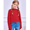 Haloumoning Girls Mock Neck Sweaters Kids Fall Fashion Long Batwing Sleeve Rib Knit Pullover Clothes 5-14 Years(Red)