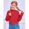 Haloumoning Girls Mock Neck Sweaters Kids Fall Fashion Long Batwing Sleeve Rib Knit Pullover Clothes 5-14 Years(Red)