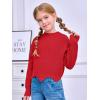 Haloumoning Girls Mock Neck Sweaters Kids Fall Fashion Long Batwing Sleeve Rib Knit Pullover Clothes 5-14 Years(Red)
