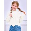Haloumoning Girls Mock Neck Sweaters Kids Fall Fashion Long Batwing Sleeve Rib Knit Pullover Clothes 5-14 Years(White)
