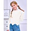 Haloumoning Girls Mock Neck Sweaters Kids Fall Fashion Long Batwing Sleeve Rib Knit Pullover Clothes 5-14 Years(White)