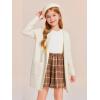 Haloumoning Girls Open Front Cardigan Casual Long Sleeve Knit Sweater Kids Fall Solid Cute Outerwear Coat 5-14Y(Beige)
