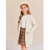 Haloumoning Girls Open Front Cardigan Casual Long Sleeve Knit Sweater Kids Fall Solid Cute Outerwear Coat 5-14Y(Beige)