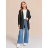 Haloumoning Girls Open Front Cardigan Casual Long Sleeve Knit Sweater Kids Fall Solid Cute Outerwear Coat 5-14Y(Black)