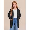 Haloumoning Girls Open Front Cardigan Casual Long Sleeve Knit Sweater Kids Fall Solid Cute Outerwear Coat 5-14Y(Black)