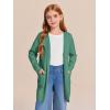 Haloumoning Girls Open Front Cardigan Casual Long Sleeve Knit Sweater Kids Fall Solid Cute Outerwear Coat 5-14Y(Green)