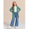 Haloumoning Girls Open Front Cardigan Casual Long Sleeve Knit Sweater Kids Fall Solid Cute Outerwear Coat 5-14Y(Green)