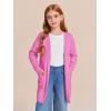 Haloumoning Girls Open Front Cardigan Casual Long Sleeve Knit Sweater Kids Fall Solid Cute Outerwear Coat 5-14Y(Hot Pink)