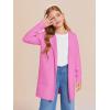 Haloumoning Girls Open Front Cardigan Casual Long Sleeve Knit Sweater Kids Fall Solid Cute Outerwear Coat 5-14Y(Hot Pink)